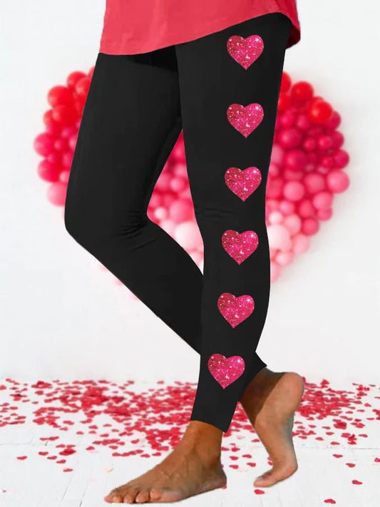 Valentine's Day Glitter Print Leggings