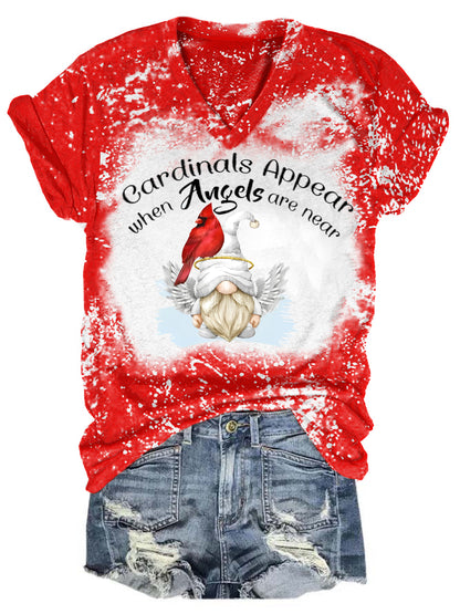 Cardinals  Appear When Angels Are Near Print V-Neck T-Shirt
