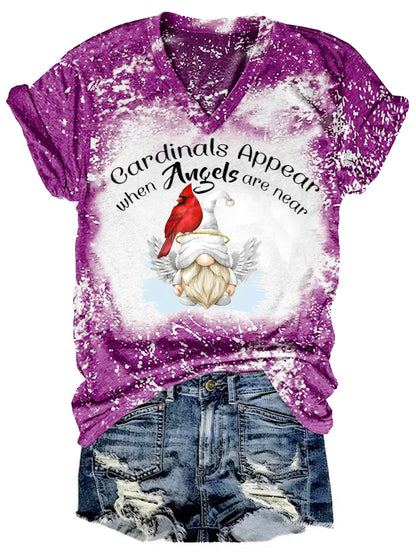 Cardinals  Appear When Angels Are Near Print V-Neck T-Shirt