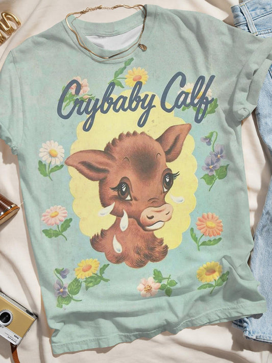 Crybaby Calf Print Crew Neck T-Shirt