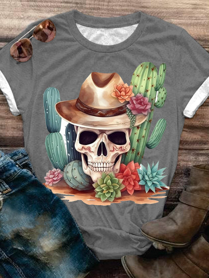 Cactus Skull Crew Neck T-Shirt