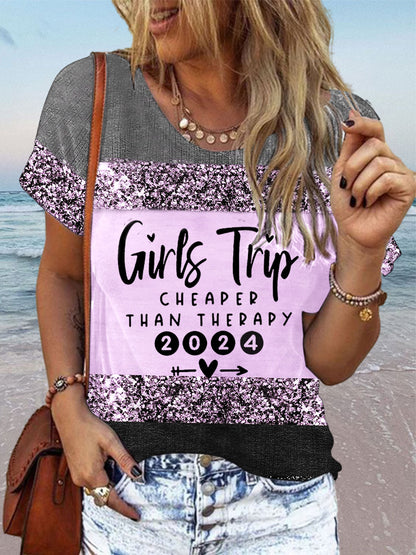 Girls Trip 2024 Print Crew Neck T-shirt