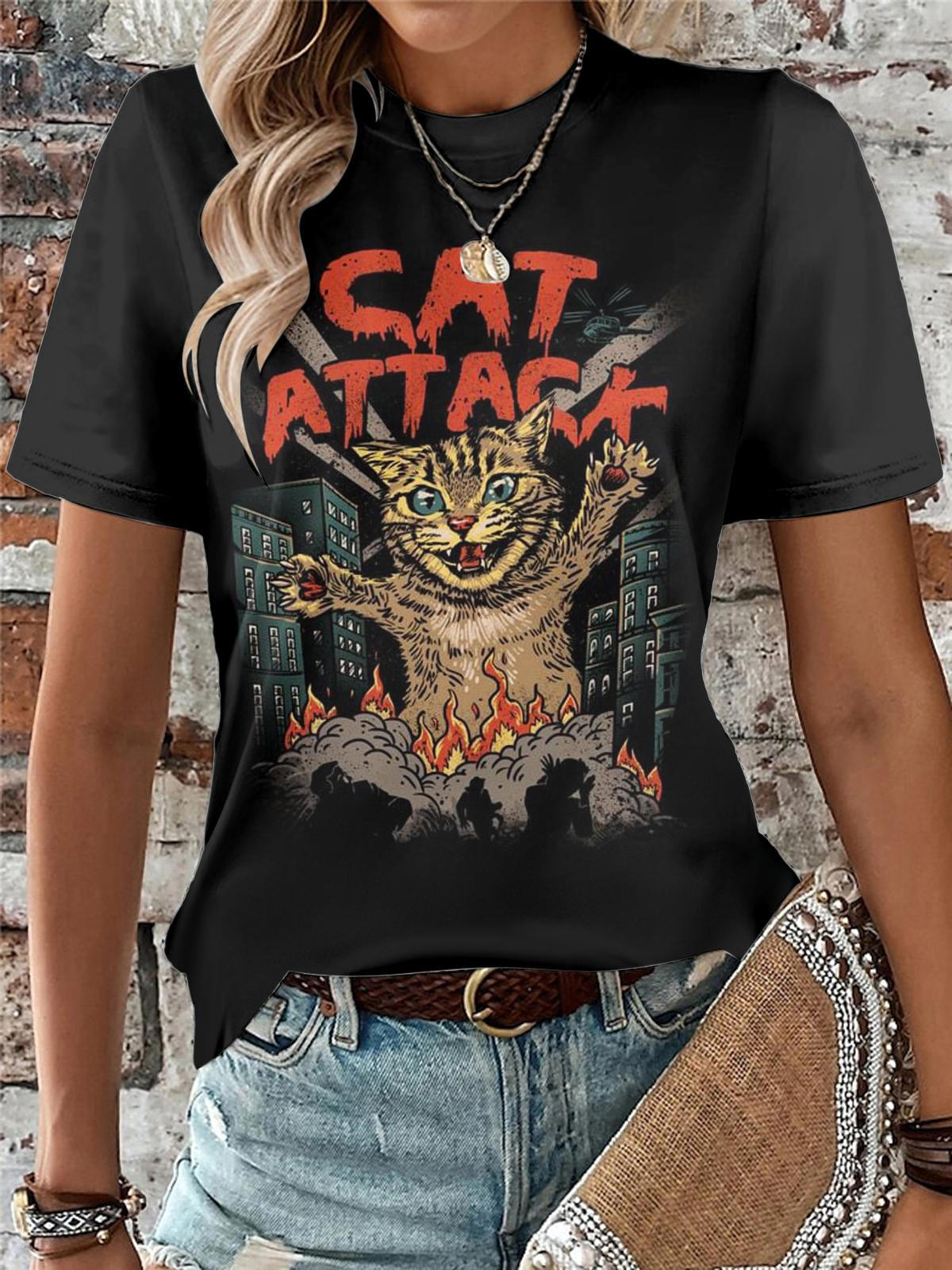 Cat Attack Crew Neck T-shirt