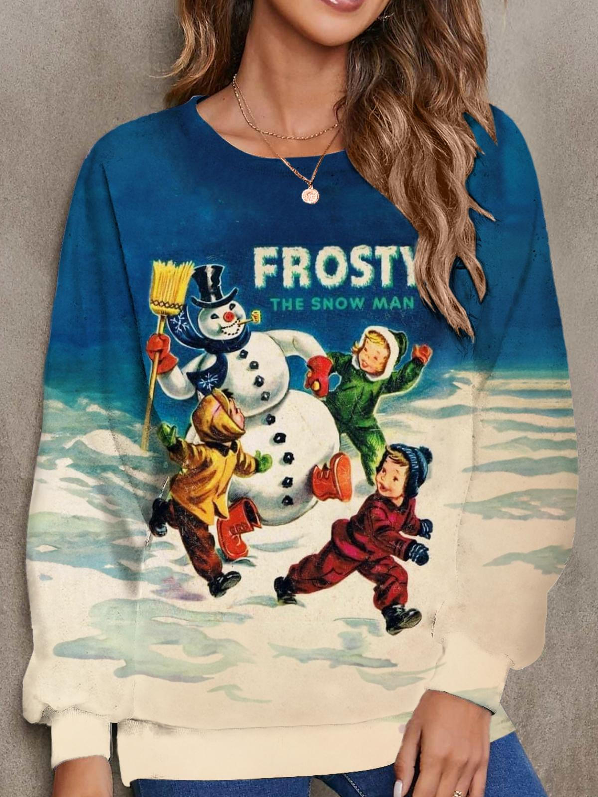 Frosty The Snow Man Long Sleeve Casual Top
