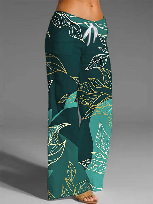 Women's Leaf Print Casual Pants