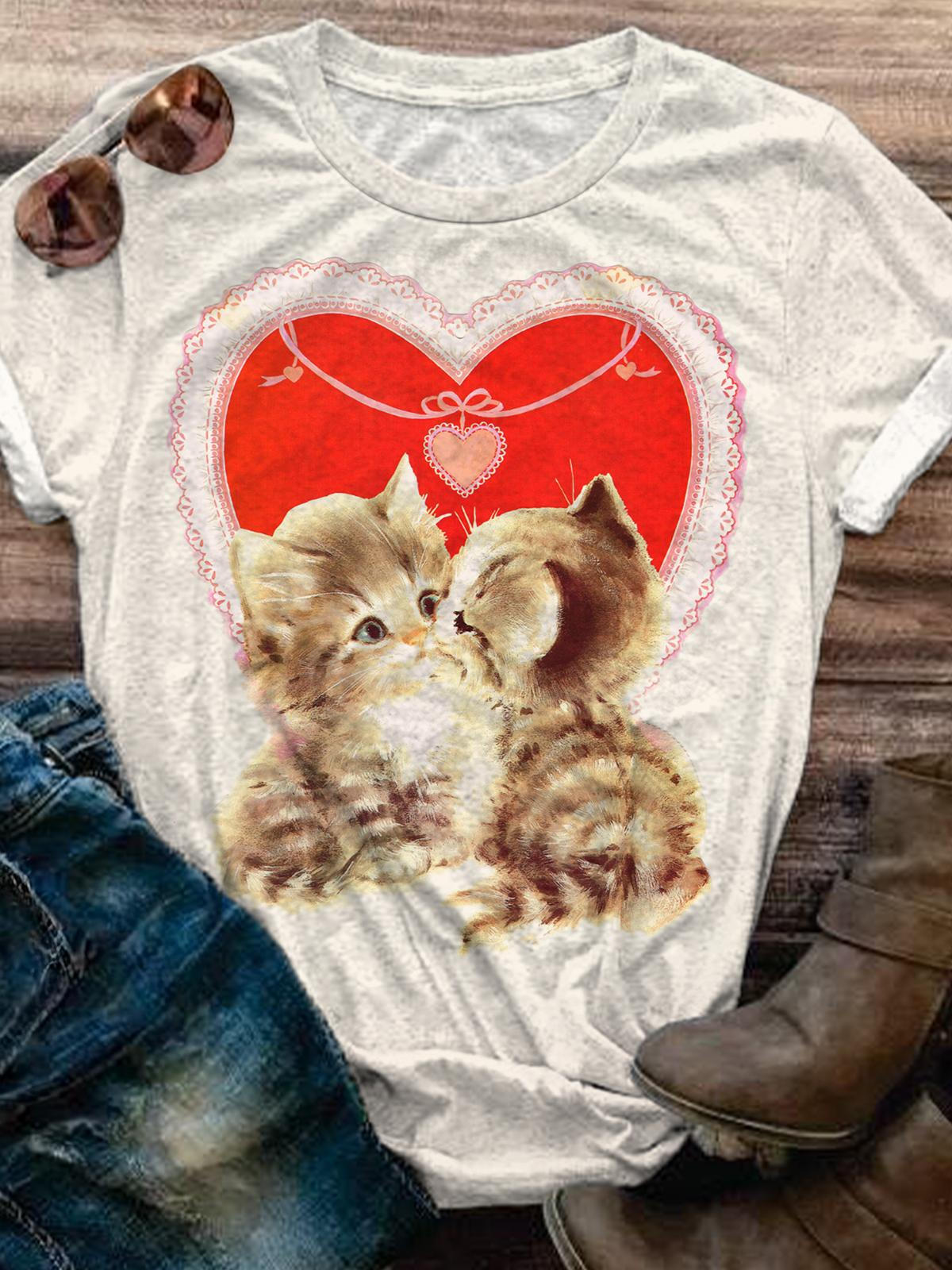 Vintage Love Kittens Crew Neck T-shirt