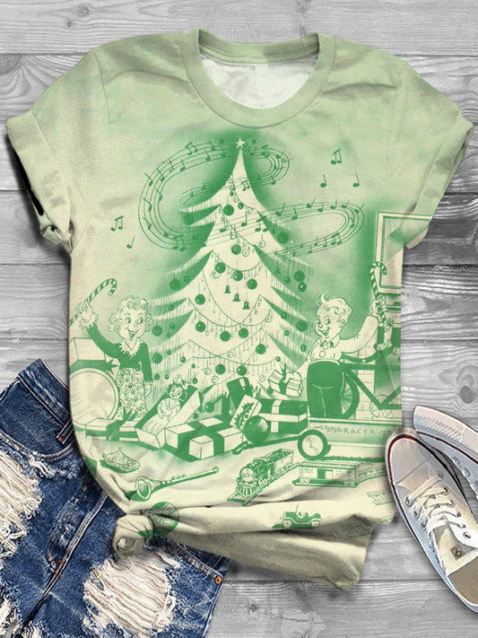 Christmas Print Crew Neck T-shirt