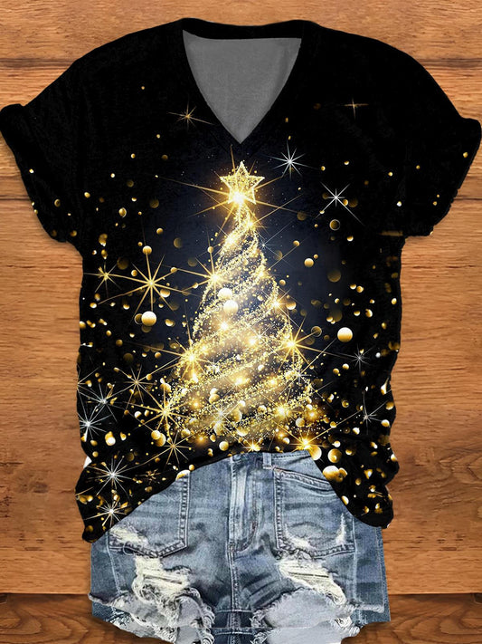 Star Christmas Tree V-Neck T-Shirt