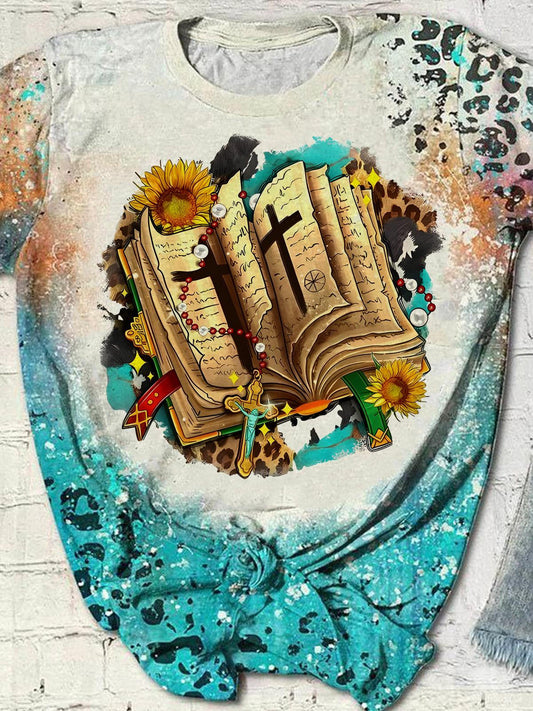 Cross With Bible Western Tie Dye T-shirt