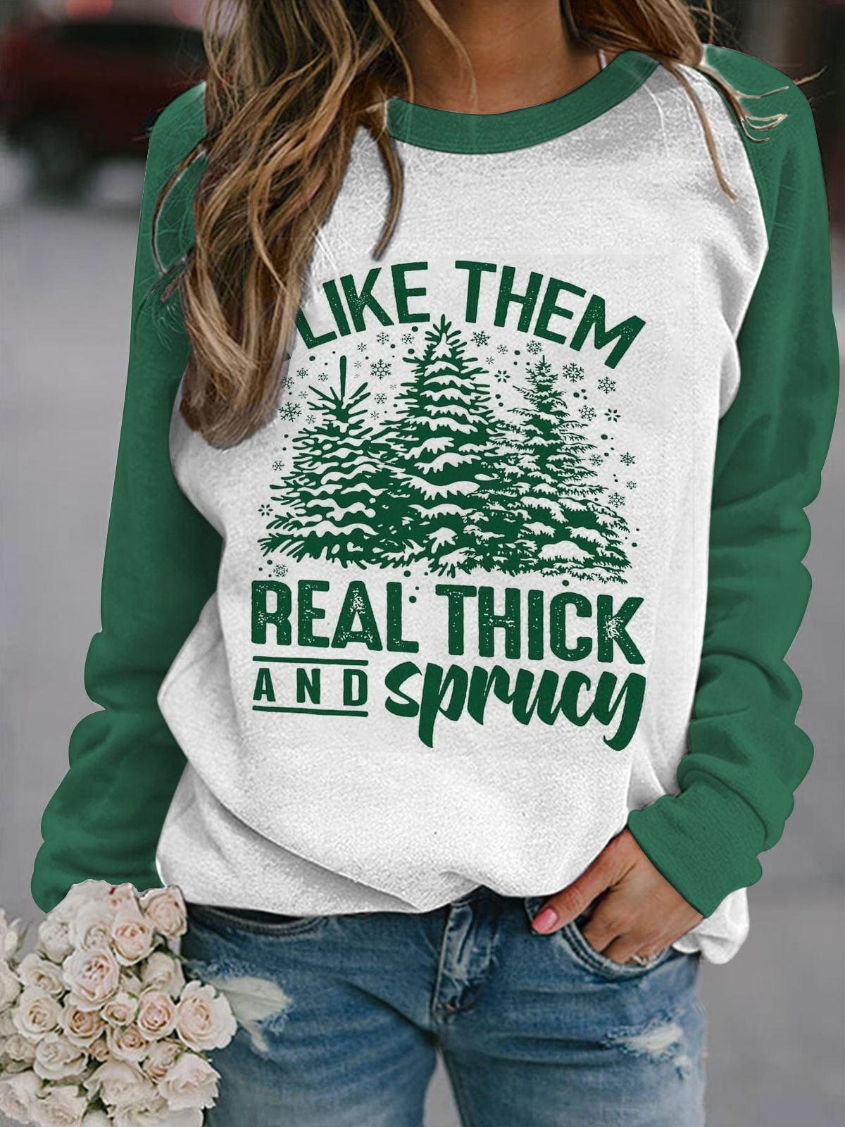 I Like Them Real Thick And Spnucy Long Sleeve Casual Top