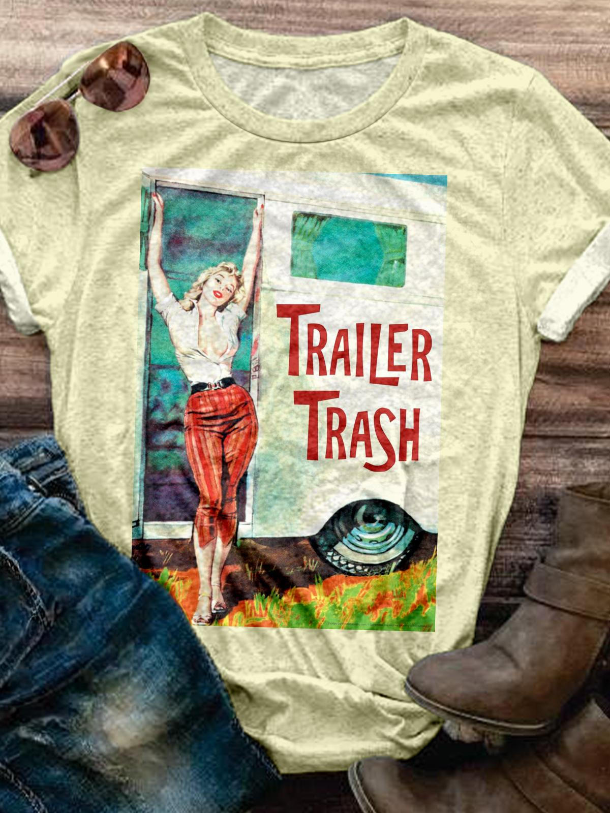Trailer Trash Crew Neck T-shirt