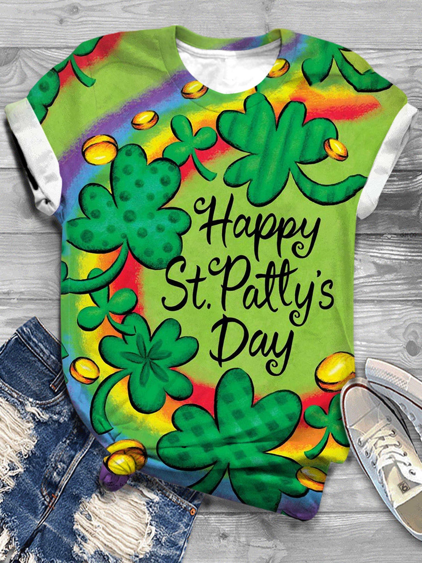 St.Patrick's Day Print Crew Neck T-Shirt