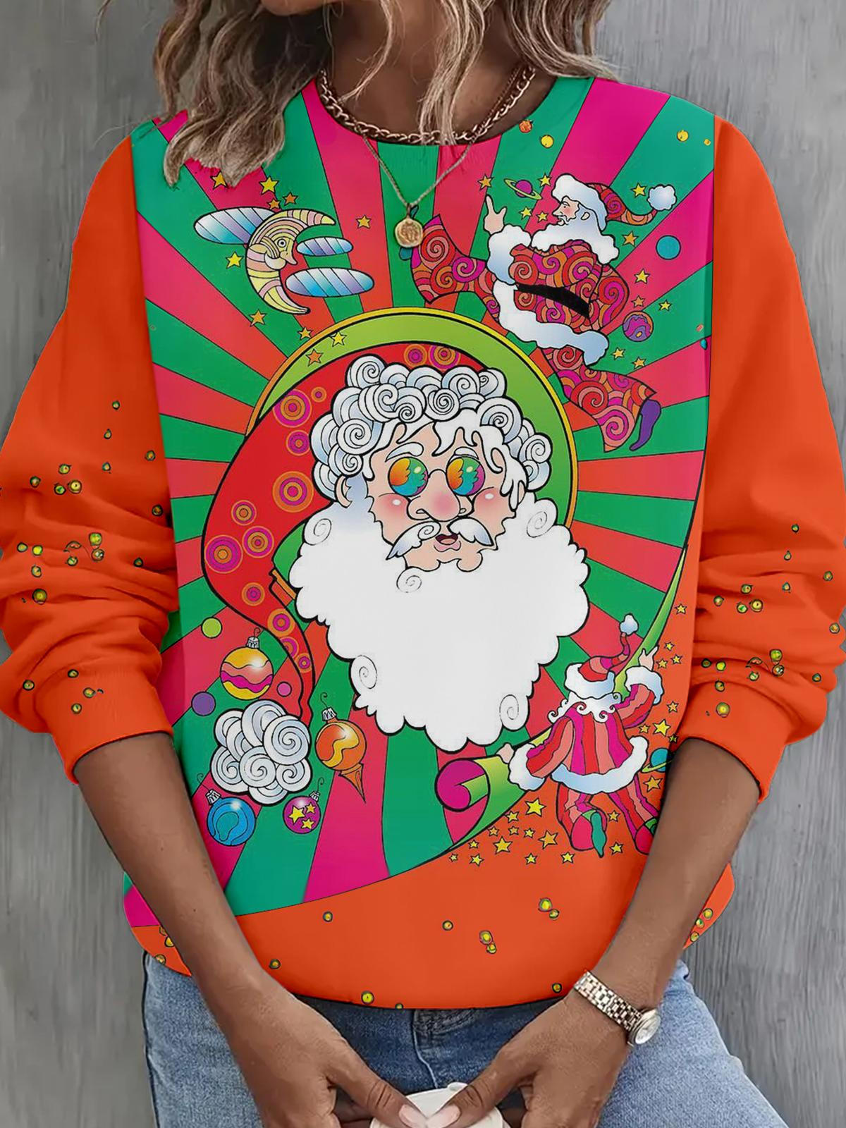 Trippy Santa Long Sleeve Casual Top