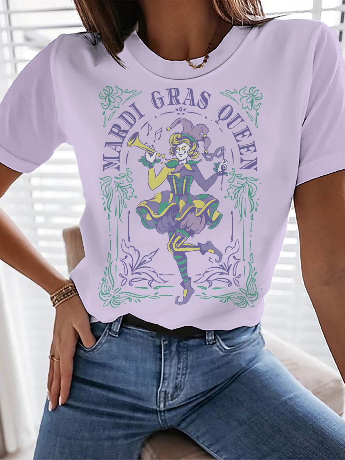 Mardi Gras Queen Crew Neck T-shirt