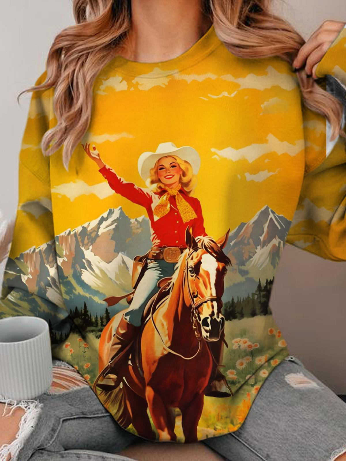 Sunset Cowgirl Long Sleeve Top
