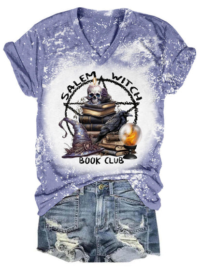 Salem Witch Book Club Tie Dye V-Neck T-Shirt