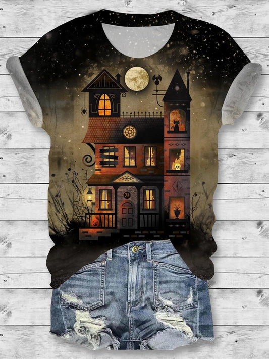 Ghost House Print Casual T-shirt