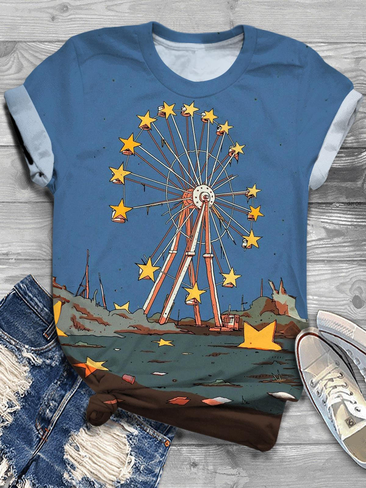 Star Ferris Wheel Crew Neck T-shirt