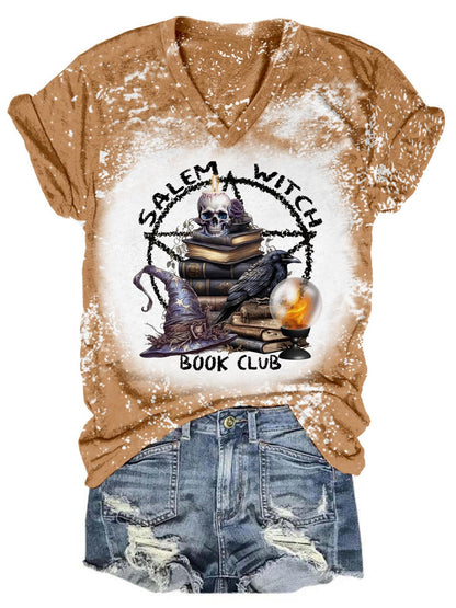 Salem Witch Book Club Tie Dye V-Neck T-Shirt