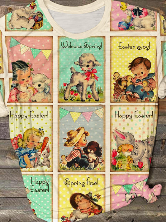Happy Easter Print Vintage Top