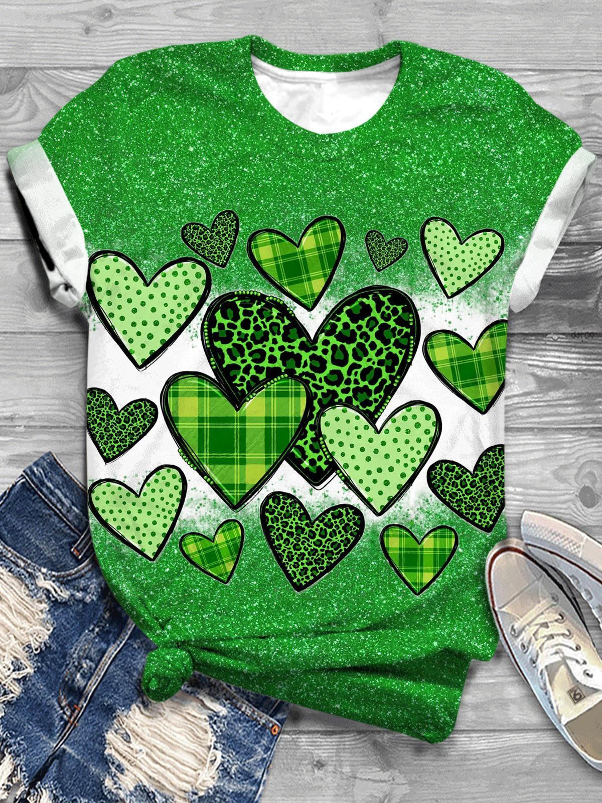 Green Hearts Crew Neck T-shirt