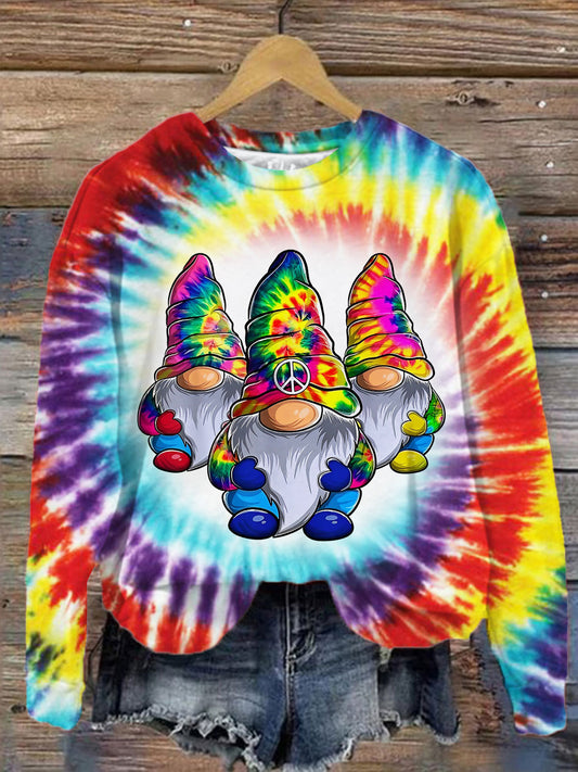Women's Hippie Gnome Tie Dye Print Top