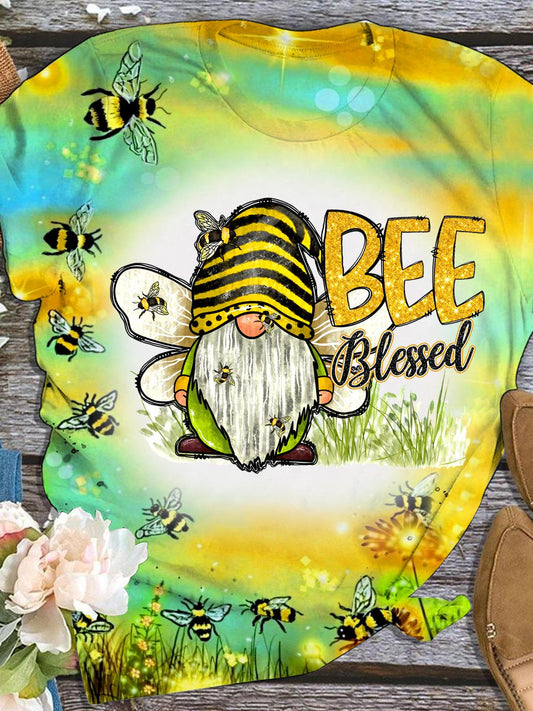 Bee Gnome Blessed Flower T-Shirt