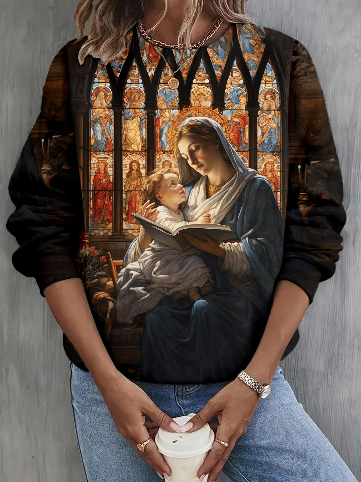Mary Mother of God Long Sleeve Casual Top