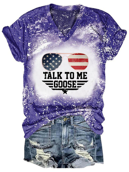 Talk To Me Goose Tie-Dye V-Neck Short-Sleeve Women's T-Shirt