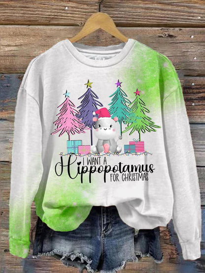 I Want A Hippo For Christmas Long Sleeve Top
