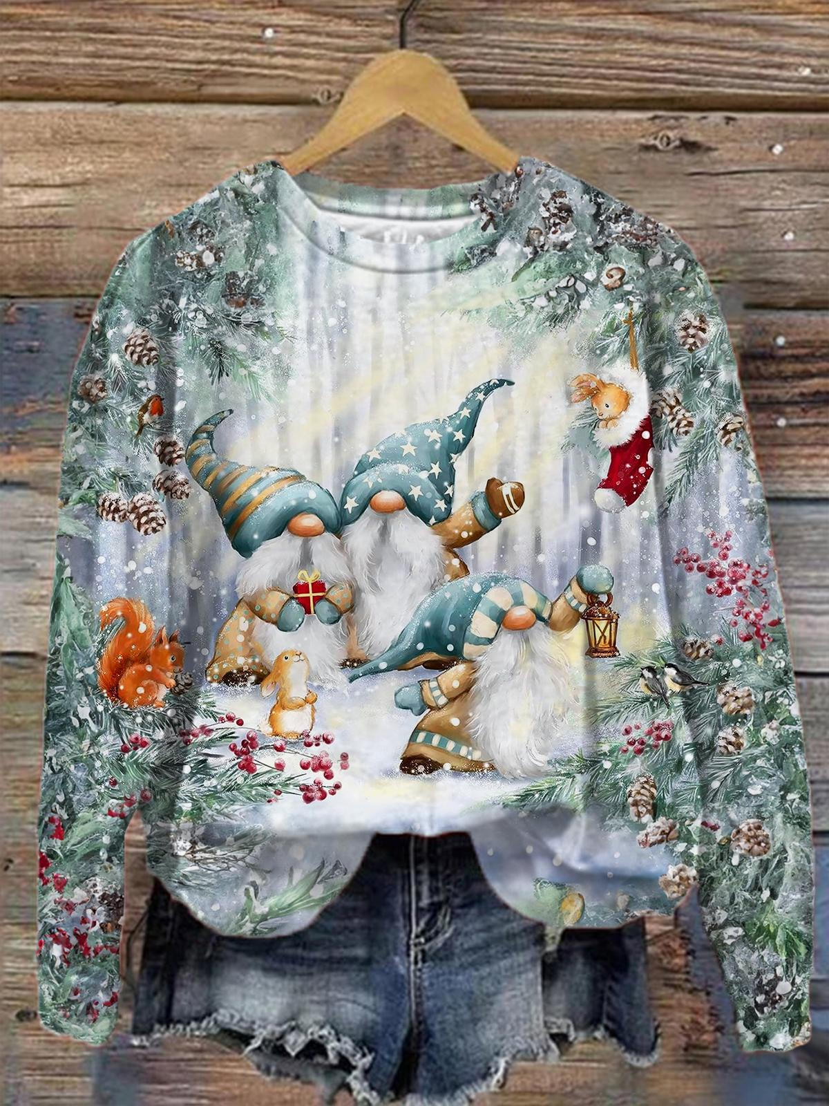 Snow Forest Gnomes Long Sleeve Top