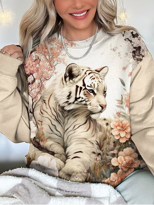 Women's Floral Lion Print Casual Top