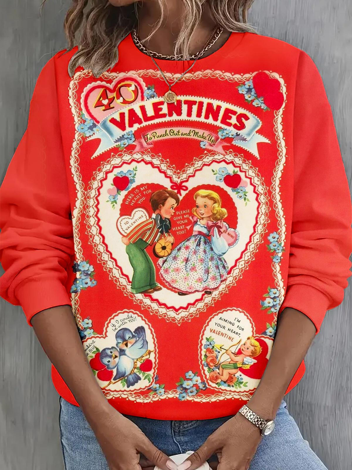 Vintage Valentines Long Sleeve Casual Top