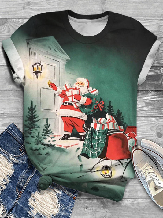 Christmas Night Santa Crew Neck T-shirt